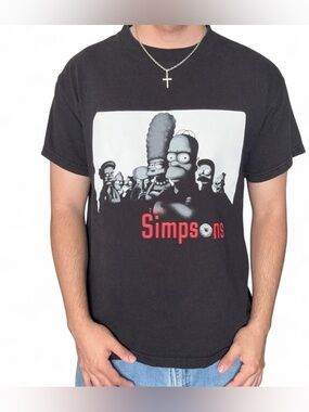Y2K The Simpsons Sopranos Parody Mob Graphic T-shirt Funny Cartoon Size Medium